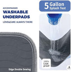 Accompagner four layer reusable underpad displaying the non slip leak proof backing material.