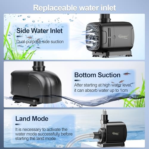 Hygger hydroponic utility pump showing the durable ceramic shaft and internal motor components.