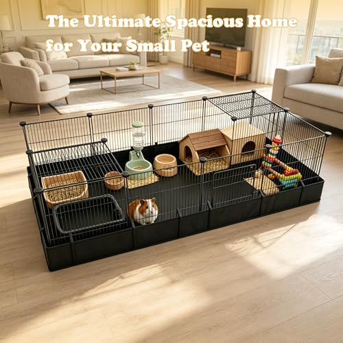 Xymoso DIY Guinea Pig Cages with Waterproof Canvas Bottom,16 Panels Small Animal Cage Pet Playpen with Door for Bunny Turtle Hedgehog,Indoor Metal Wire Yard Fence Outdoor - Image 3