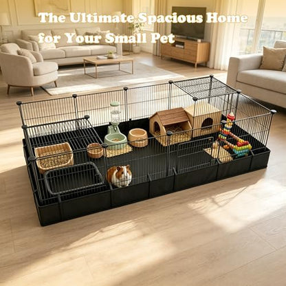 Xymoso DIY Guinea Pig Cages with Waterproof Canvas Bottom,16 Panels Small Animal Cage Pet Playpen with Door for Bunny Turtle Hedgehog,Indoor Metal Wire Yard Fence Outdoor - Image 3