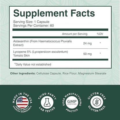 USA imported Astaxanthin and Lycopene dietary supplement for advanced eye support.