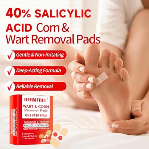 Maximum strength forty percent salicylic acid topical patch close up detailing the central medicated disc.