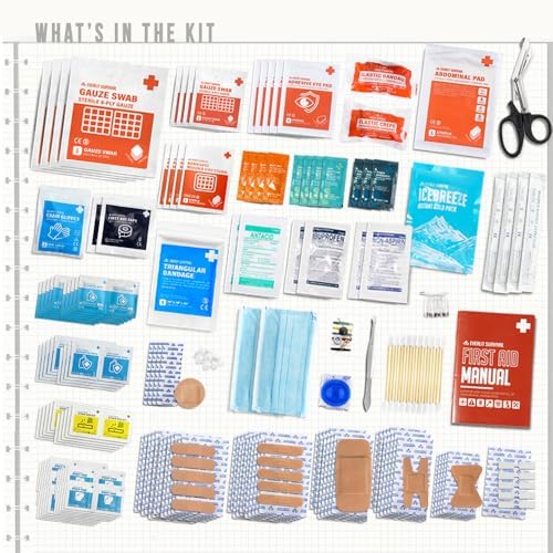 Everlit medical kit open showing organized compartments and 400 piece inventory