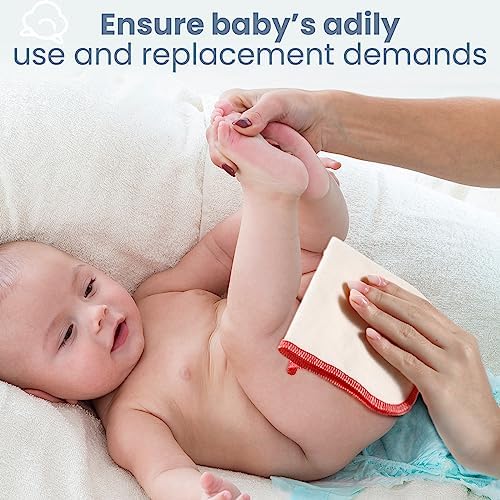 Top view of organized colorful edge stitched baby wipes