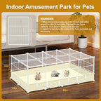 VISCOO 20 Panels Guinea Pig Cages, 48" x 24" x 16" DIY Small Animal Playpen with Transparent Top & Waterproof Mat, Enclosed Rabbit Cage for Bunny, Guinea Pigs, Hamsters, Metal Wire Yard Fence - Image 5