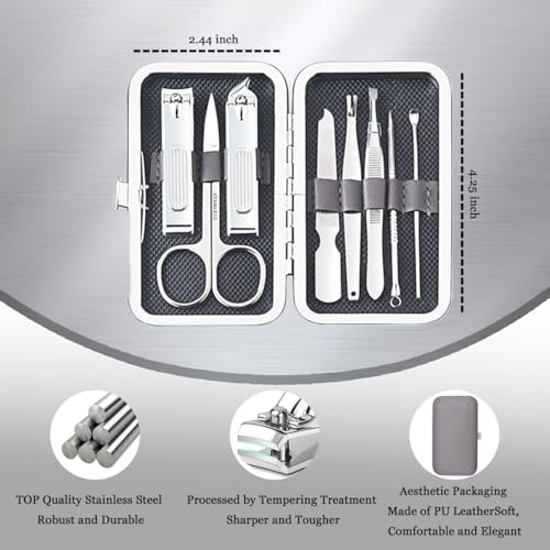Compact grey travel case for nail grooming tools