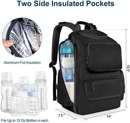 Detailed view of the ergonomic padded shoulder straps and secure integrated stroller straps on the Mancro dad diaper bag