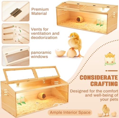 CroBlissful 40 x 16 x 16 in Brooder Kit Box for Chicken Quails Indoor Outdoor with Leg Stand Sliding Door, Bulb Set and Feeder, Baby Chicken Coops for Ducks, Hamsters, Lizards, Mice, Rat - Image 4