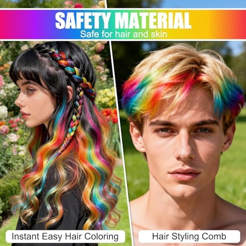 Educational flat lay of the temporary hair dye comb kit