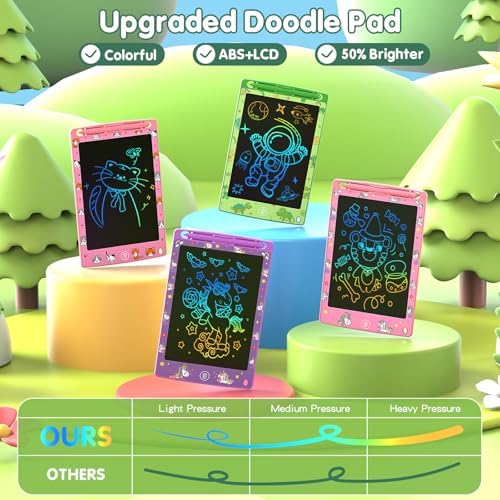 Child using Moowalis LCD writing tablet for educational drawing