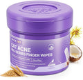 HICC PET Cat Chin Acne Finger Wipes front view of purple canister packaging.