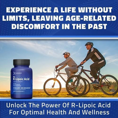 Close up of R-Lipoic Acid 300mg supplement facts label
