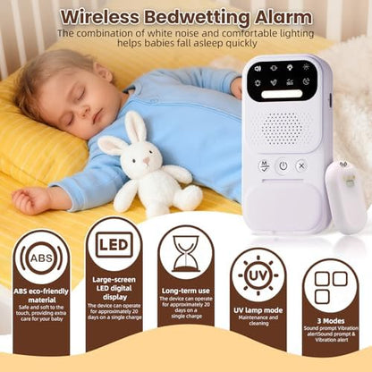 Bedwetting monitor with white noise and UV mode for toddler sleep training.