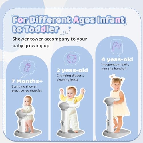 COOSEYA Baby Bath with Shower Stand Support|Anti-Pinch Soporte para Bañera de Bebé Adjustable Shower Tower and Anti-Slip for Toddler Standing Up Themselves,Ideal Gift for Infants 6-36 Months - Image 7