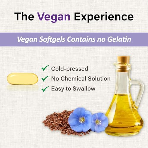 Lovita non GMO gluten free plant based flaxseed oil supplement bottle back view