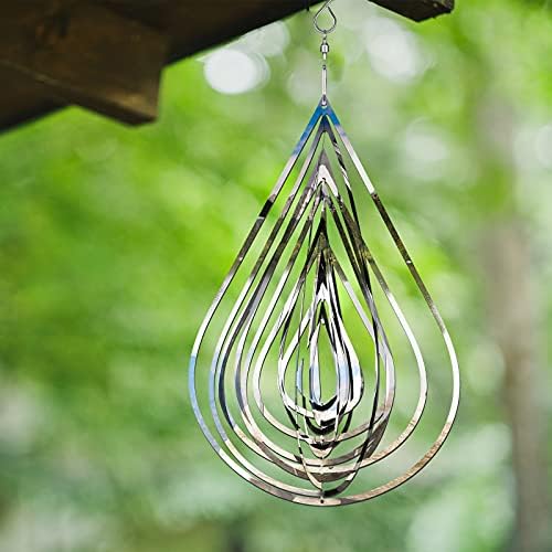 Two piece set of silver metal hanging garden decor