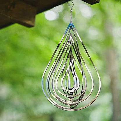 Two piece set of silver metal hanging garden decor