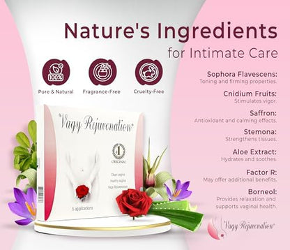Vagy Rejuvenation herbal gel ingredients list including Saffron and Aloe Vera.