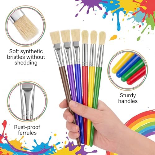 Close up of the durable shed free synthetic bristles on the large craft paintbrushes.