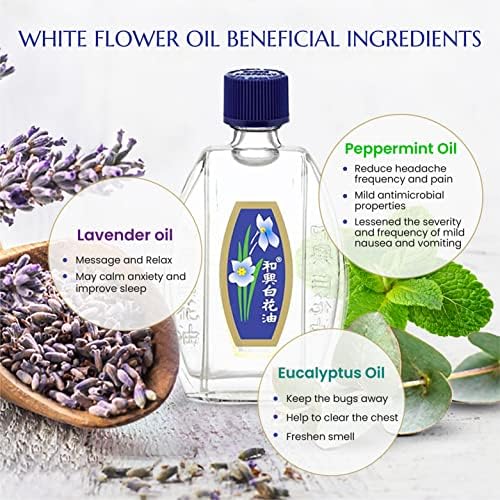 Side view of White Flower Analgesic Balm showing essential oil ingredients