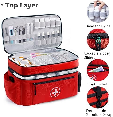 BAGSFY medical storage bag double layer interior with elastic loops for syringes