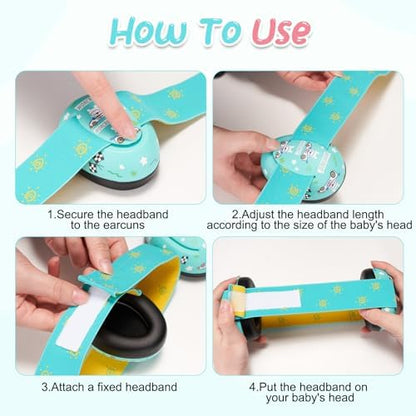 Close up of the adjustable headband mechanism on premium USA imported infant ear defenders