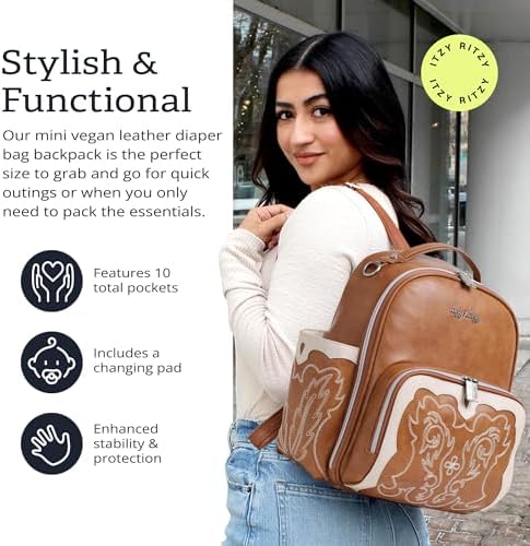 Itzy Ritzy Mini Plus Diaper Bag open interior showing compartments