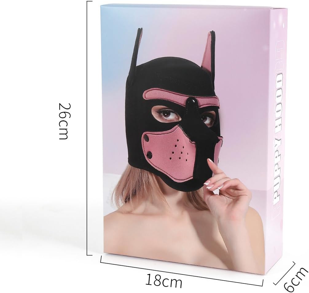 Womalen full face puppy mask with the removable mouth muzzle detached for convenience.
