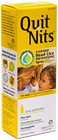 Hyland's homeopathic head lice spray bottle showing natural active ingredients.