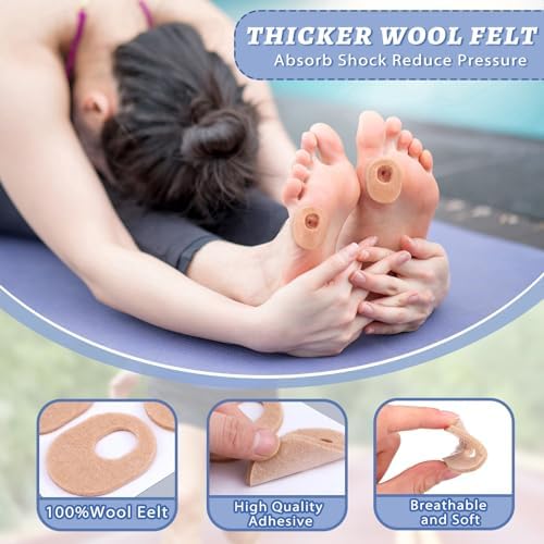 Detailed view of oval shaped felt pads designed to relieve pressure from corns and calluses.