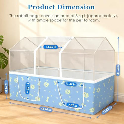 Rabbit Cage, 48" x 24" Large Pet Playpen Enclosure for Small Animal- Guinea Pig, Hamster, Bunny, Puppy, PVC Frame Chicken Coop with Waterproof Tarp & Mesh Cover Indoor Outdoor - Image 3