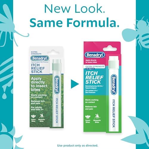 Benadryl anti-itch pen applicator showing travel size packaging.