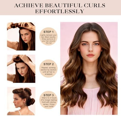 Luckybear chocolate brown heatless blowout rollers displayed flat to show uniform jumbo size