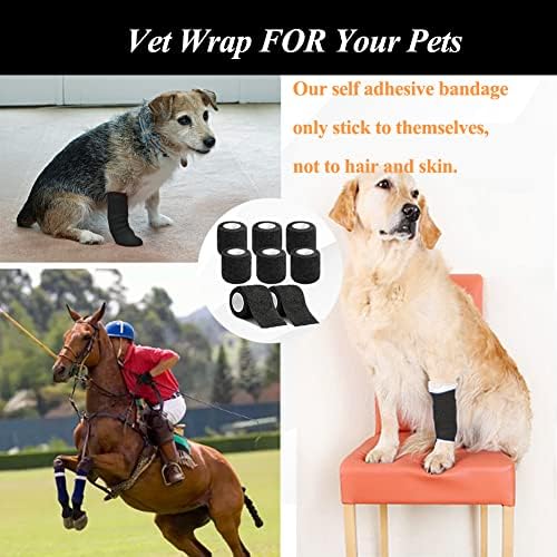 Black elastic vet wrap being applied to a wrist for sprain protection