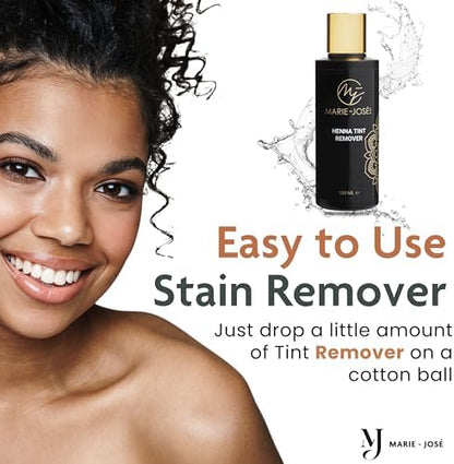 Marie-JosÃ© and Co hair dye skin stain cleaner showing bottle size and premium packaging for imported personal care