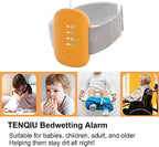 TENQIU enuresis monitor showing the three alert modes sound and vibration indicators.
