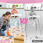 Basumee waterproof highchair floor mat in brown rainbow print