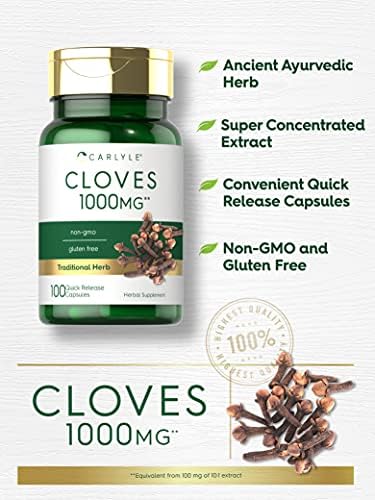 Quick-release herbal capsules containing concentrated clove extract for high antioxidant support.
