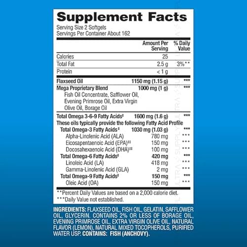 Presca Omega 3-6-9 softgels bottle nutrition label