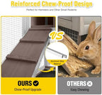 Aivituvin 39.3" Large 2-Story Rabbit Hutch, Indoor Outdoor Bunny Cage with Chew-Proof Ramp, Leak-Proof & Easy-to-Clean Tray, Lockable Wheels, for Rabbits & Guinea Pigs - Image 3