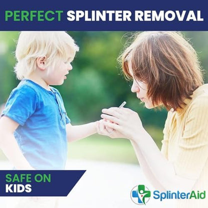 Painless splinter removal tool being used on a finger for quick extraction.