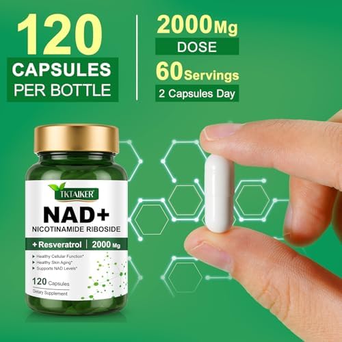 Tktalker NAD+ and Resveratrol capsules supplement label