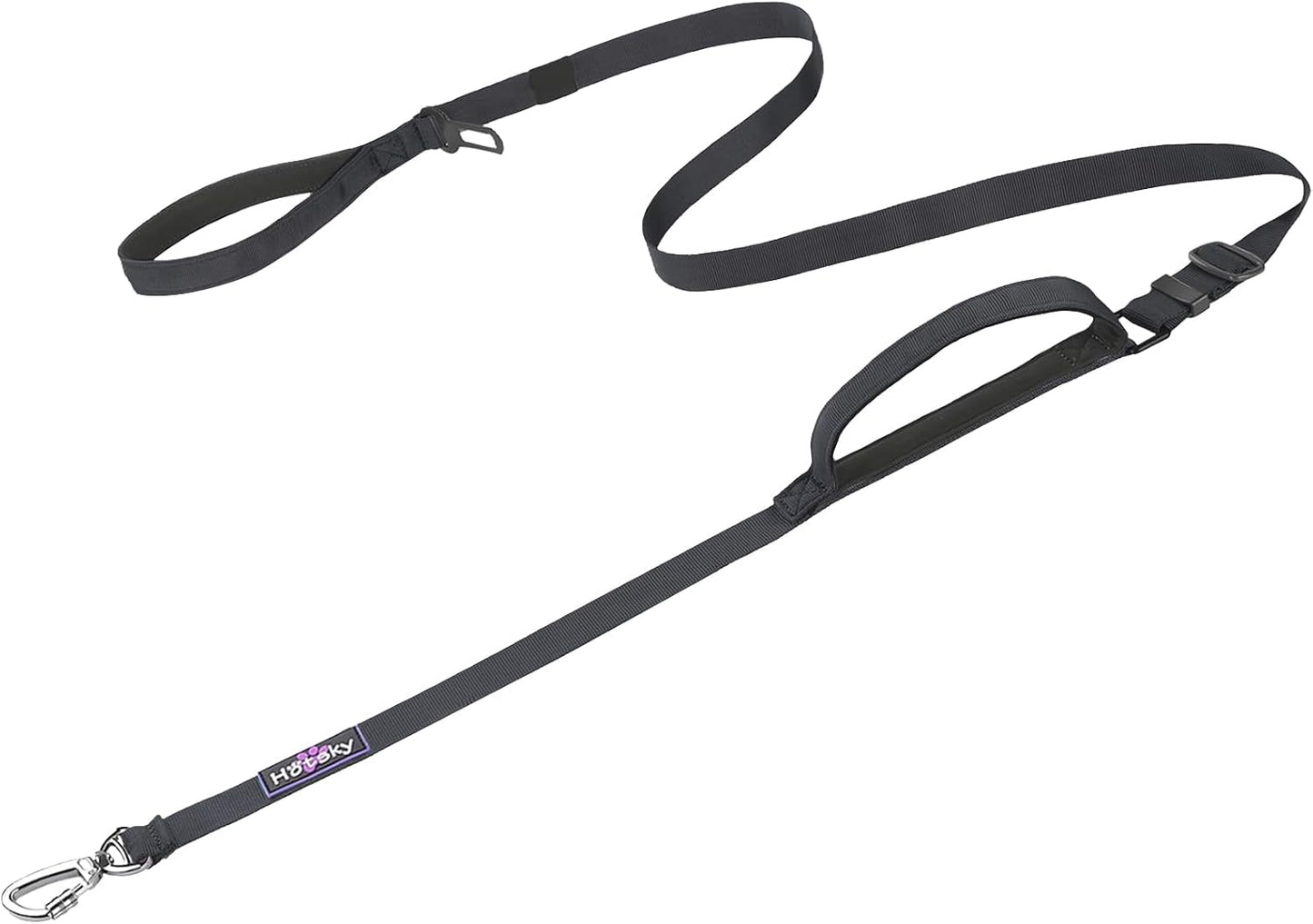 Hotsky Tactical Dog Leash Heavy Duty for Medium Large Dogs that Pull,4-6Ft Strong Bungee Shock Absorbing No Pull Dog Leash with Padded Double Handle and Car Seatbelt,Purple Camo - Image 10
