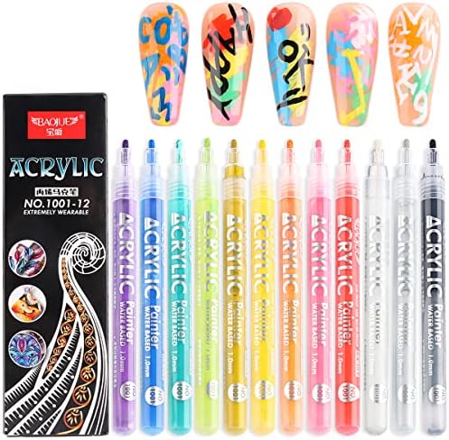 Kalolary 12 piece nail art graffiti pen set front view