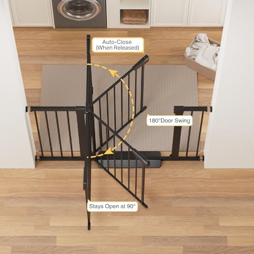 Cumbor heavy duty steel dog gate withstanding impact from a pet