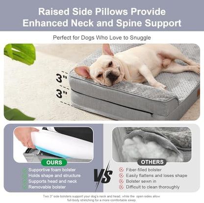 Rainmr Orthopedic Dog Bed for Small and Medium Dogs, Memory Foam Pet Bed with Washable Removable Cover, Nonskid Bottom, Waterproof, for Indoor, Outdoor, Crate Car Use, 30x20x6 Inches, Light Grey - Image 7