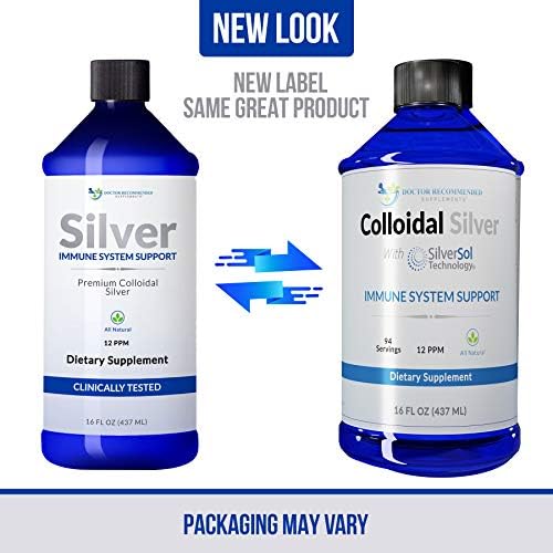Doctor Recommended Premium Silver Solution 12 PPM ingredient label and supplement facts