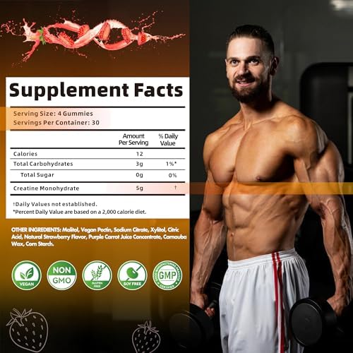 Nutravita creatine monohydrate gummies count and serving size display