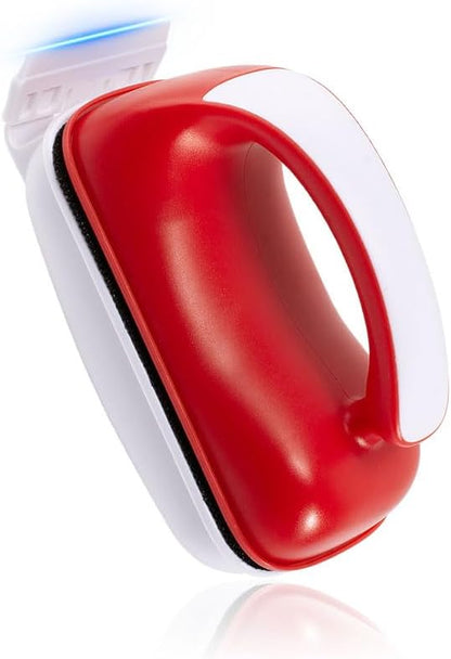 Novique aquarium glass scrubber being guided smoothly across a clean freshwater fish tank corner.