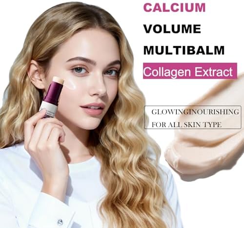 Hydrating calcium volume multi balm applied on the face for a radiant glow.